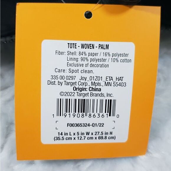 Limited Edition Tabitha Brown Woven Palm Tote Handbag Black - Picture 5 of 6